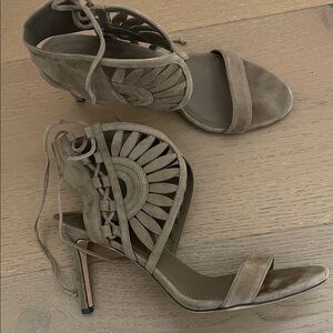 Tory Burch Women's Taupe Lace-Up Heels